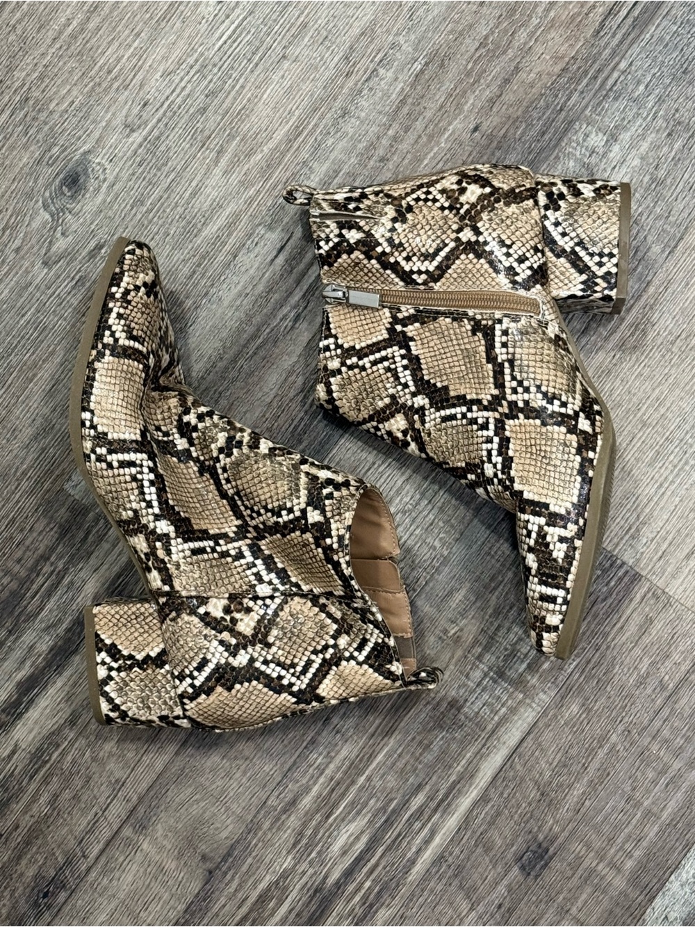 A New Day Size 6.5 Ankle Boots in Faux Snake Skin Print with 2" heel